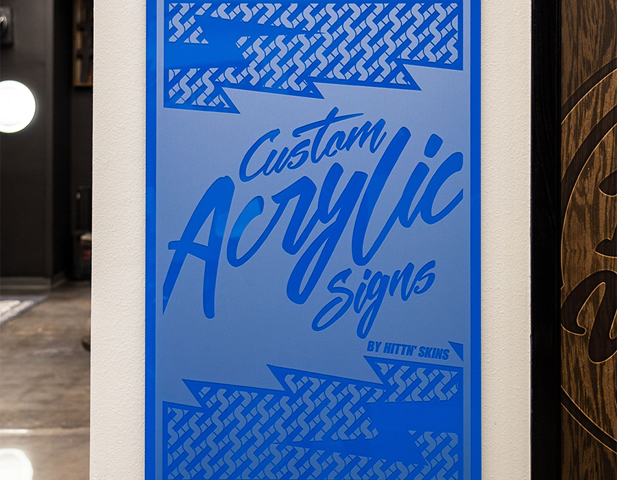 Custom Acrylic Wall Signs at Hittn' Skins in Orlando, FL