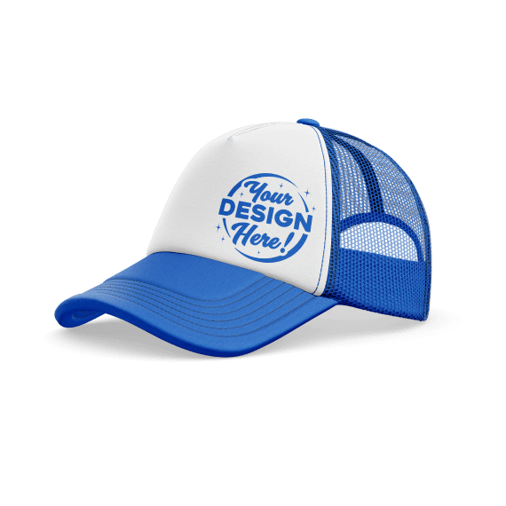 a version of trucker hat with a your design logo on it