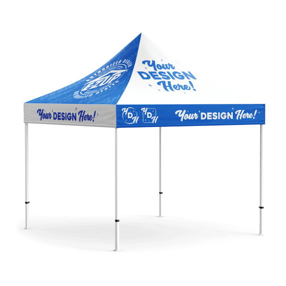 a colorized version of an event tent with a Hittn' Skins logo on it