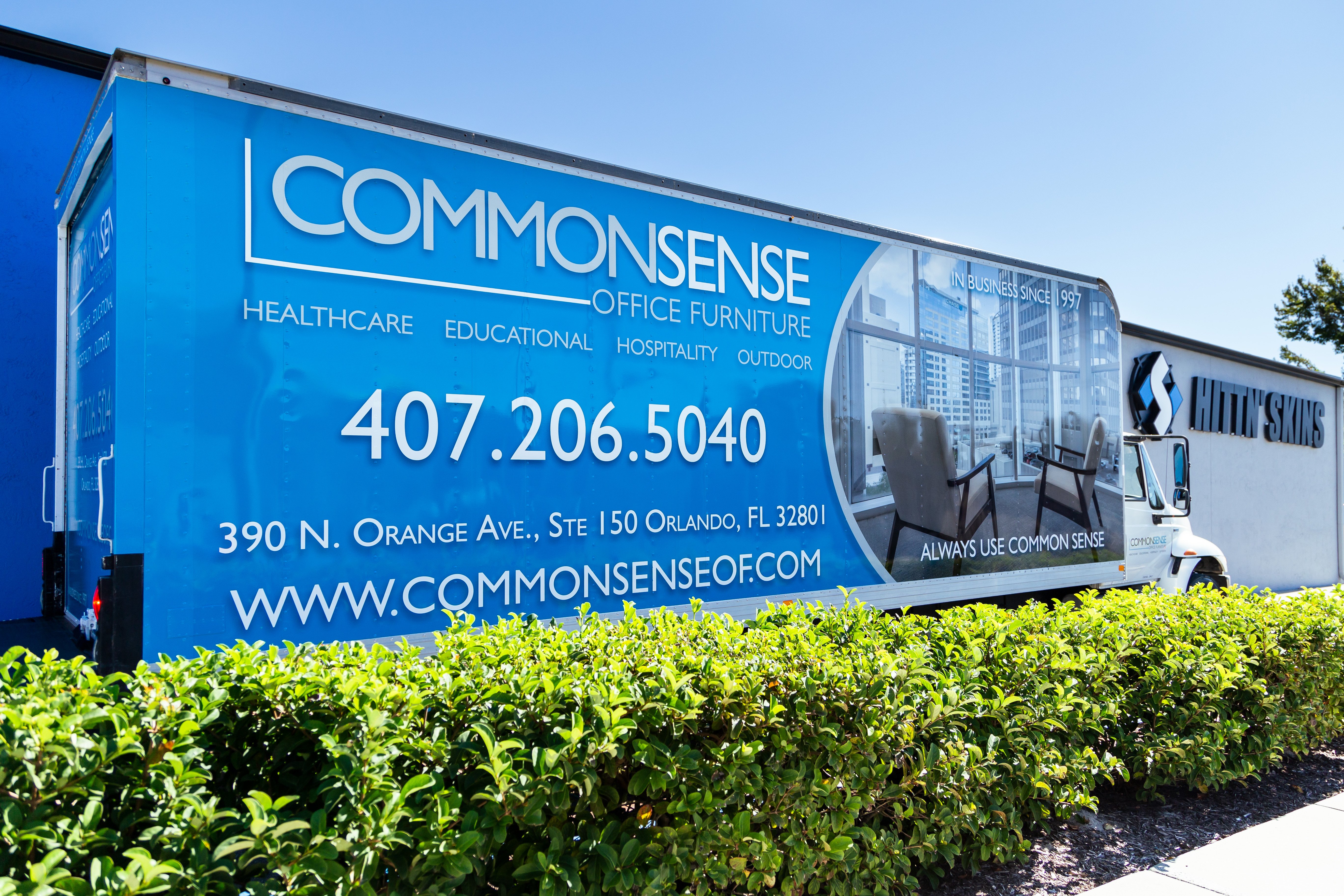 Common Sense Office Furniture Box Truck Wrap done by Hittn' Skins in Orlando, FL
