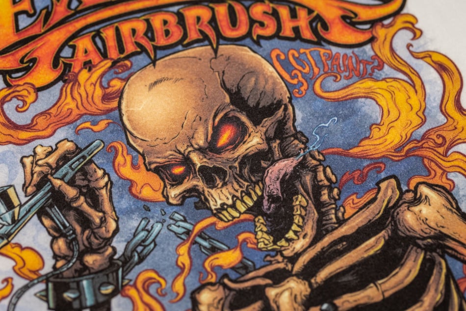 Skull Holding Airbrush DTG T Shirt