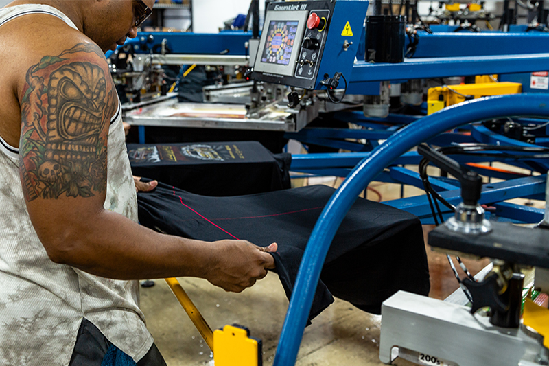Production Team on Screen Press at Hittn' Skins