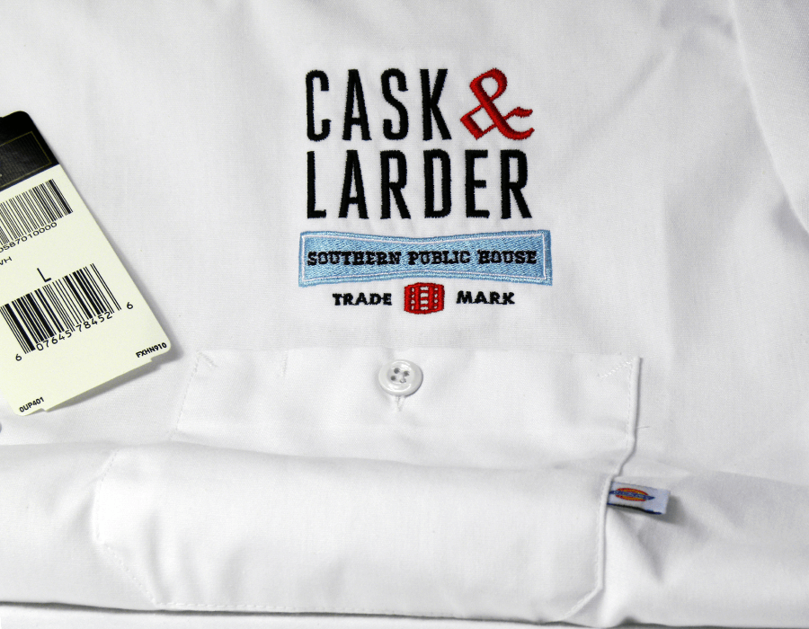 Company logo embroidery on workwear