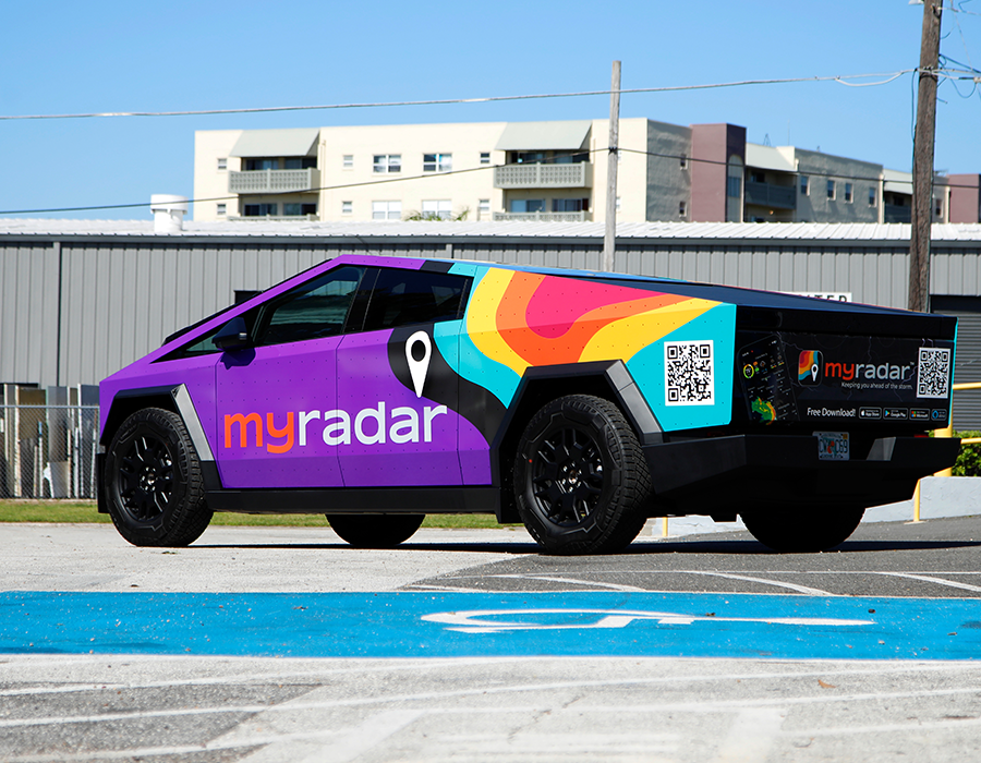 Cybertruck MyRadar Vehicle Wrap