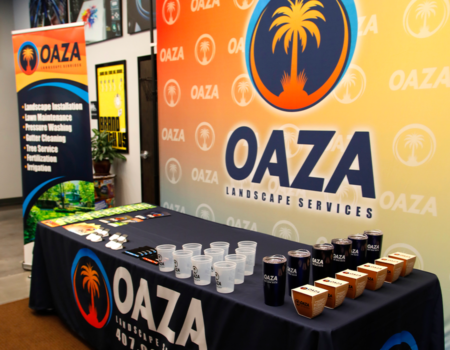 Custom Trade Show Booth Display and Branded Table Setup for OAZA