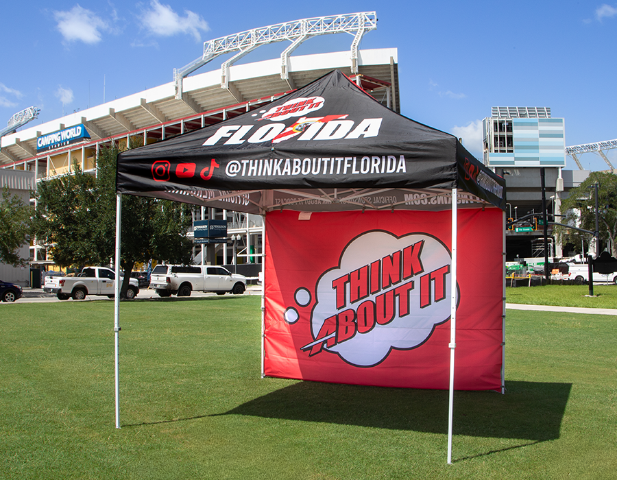 Think About it Podcast Event Tent with Back Wall
