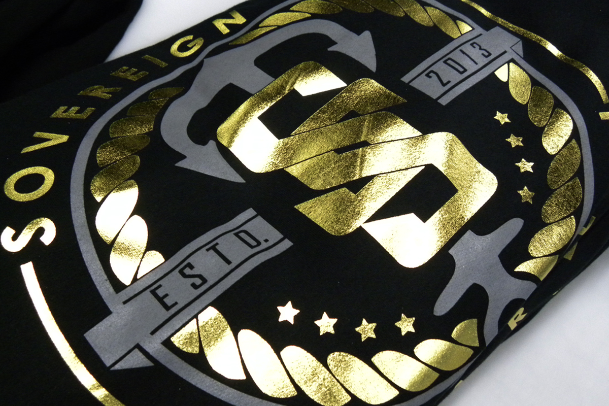 Foil with Spot color screen printing services offered at Hittn' Skins in Orlando, FL