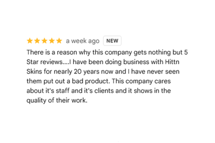 Hittn' Skins 5 Star Review!