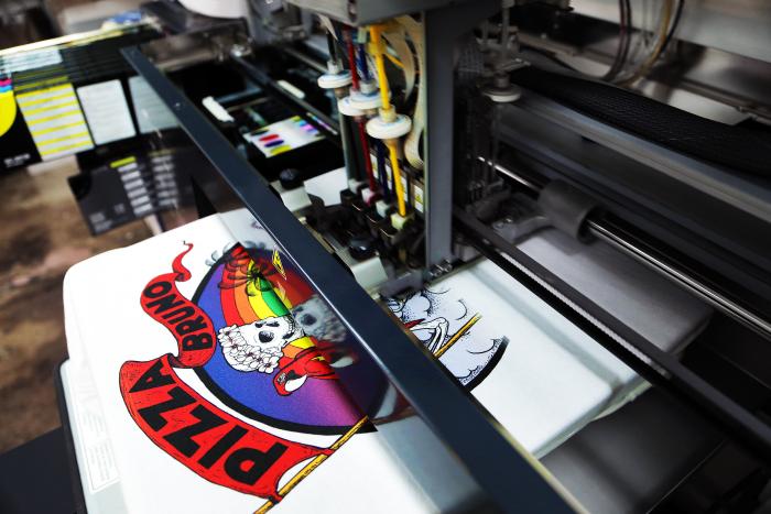 Pizza Bruno T-Shirt Being DTG Printed 