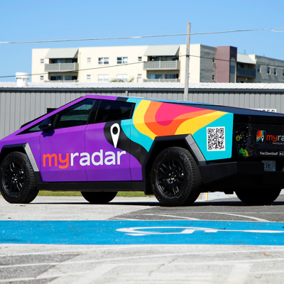 Cybertruck MyRadar Vehicle Wrap